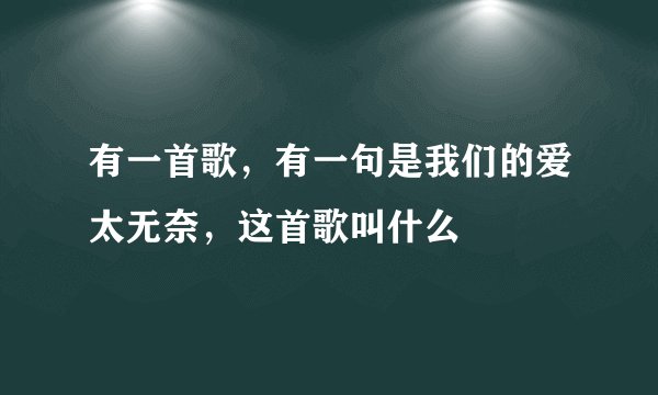 有一首歌，有一句是我们的爱太无奈，这首歌叫什么