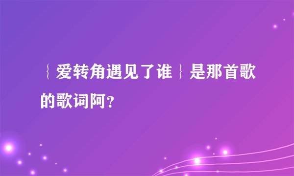 ｛爱转角遇见了谁｝是那首歌的歌词阿？