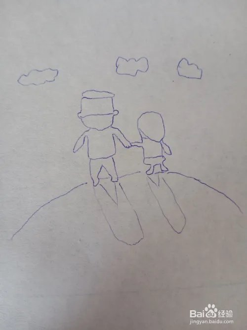 父亲节图片大手牵小手背影简笔画