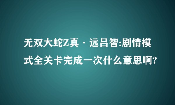 无双大蛇Z真·远吕智:剧情模式全关卡完成一次什么意思啊?