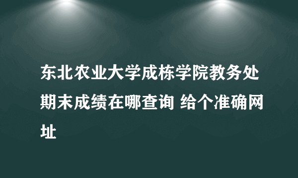 东北农业大学成栋学院教务处期末成绩在哪查询 给个准确网址