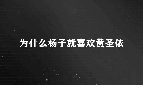 为什么杨子就喜欢黄圣依