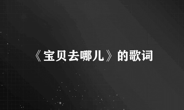 《宝贝去哪儿》的歌词