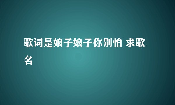 歌词是娘子娘子你别怕 求歌名