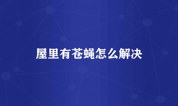 屋里有苍蝇怎么解决