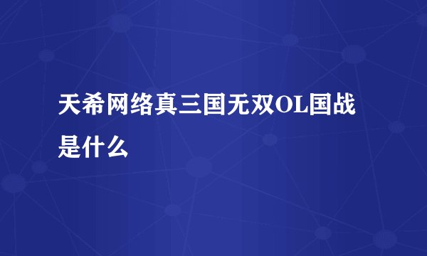 天希网络真三国无双OL国战是什么
