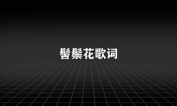 髻鬃花歌词