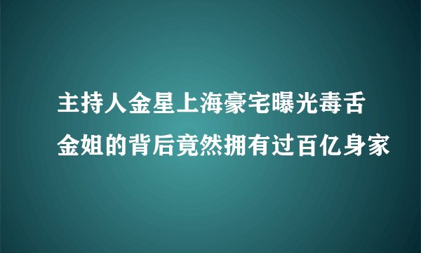 主持人金星上海豪宅曝光毒舌金姐的背后竟然拥有过百亿身家