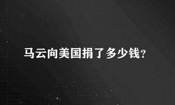 马云向美国捐了多少钱?