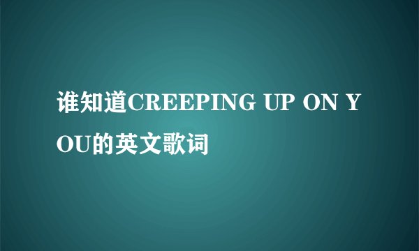 谁知道CREEPING UP ON YOU的英文歌词