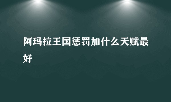 阿玛拉王国惩罚加什么天赋最好