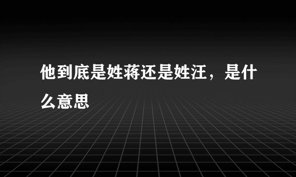 他到底是姓蒋还是姓汪，是什么意思