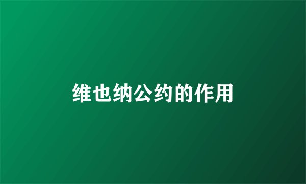 维也纳公约的作用