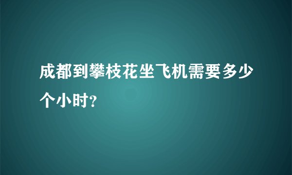 成都到攀枝花坐飞机需要多少个小时？