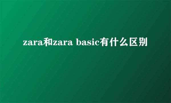 zara和zara basic有什么区别