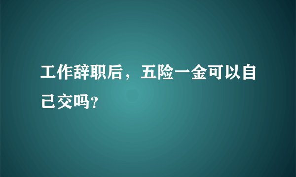工作辞职后，五险一金可以自己交吗？