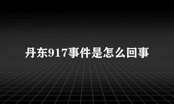 丹东917事件是怎么回事