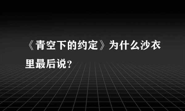 《青空下的约定》为什么沙衣里最后说？