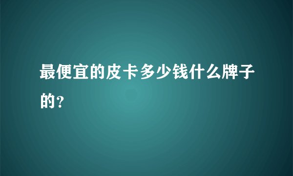 最便宜的皮卡多少钱什么牌子的?