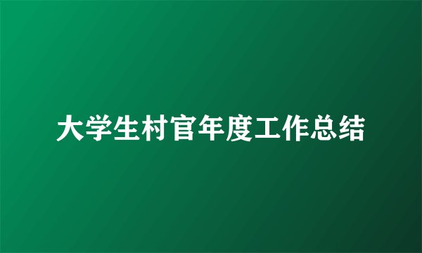 大学生村官年度工作总结