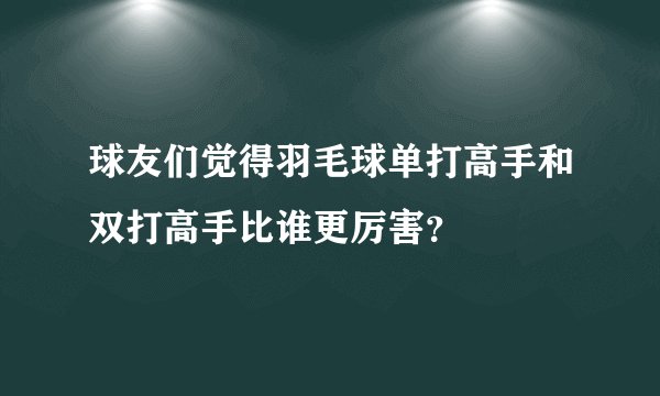 球友们觉得羽毛球单打高手和双打高手比谁更厉害？