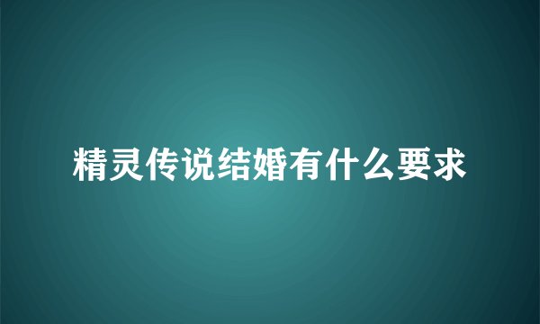 精灵传说结婚有什么要求
