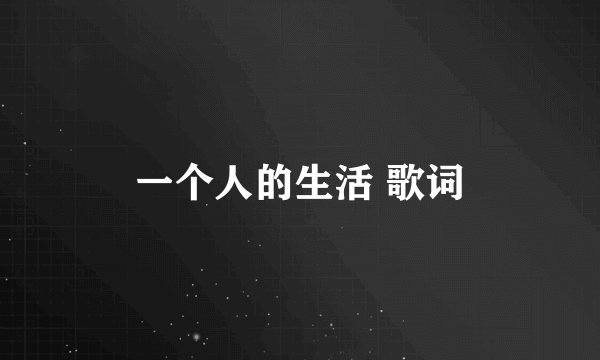 一个人的生活 歌词