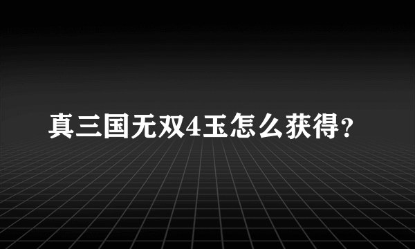 真三国无双4玉怎么获得？