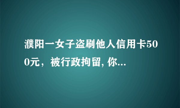 濮阳一女子盗刷他人信用卡500元，被行政拘留, 你怎么看？
