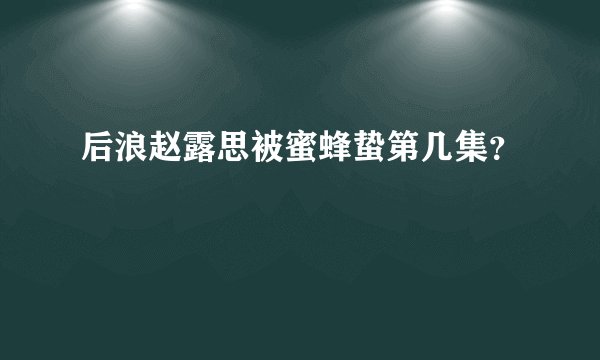 后浪赵露思被蜜蜂蛰第几集？