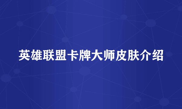 英雄联盟卡牌大师皮肤介绍