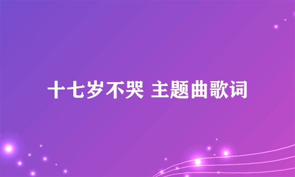 十七岁不哭 主题曲歌词