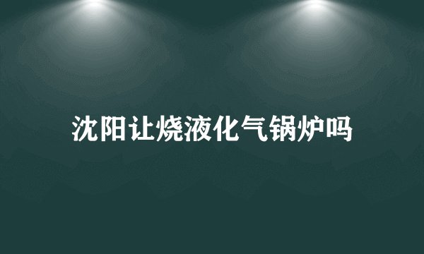 沈阳让烧液化气锅炉吗