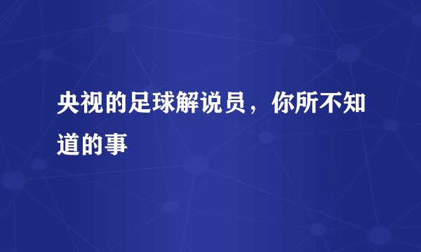 央视的足球解说员，你所不知道的事