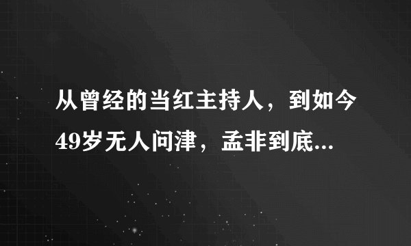 从曾经的当红主持人,到如今49岁无人问津,孟非到底经历了什么?