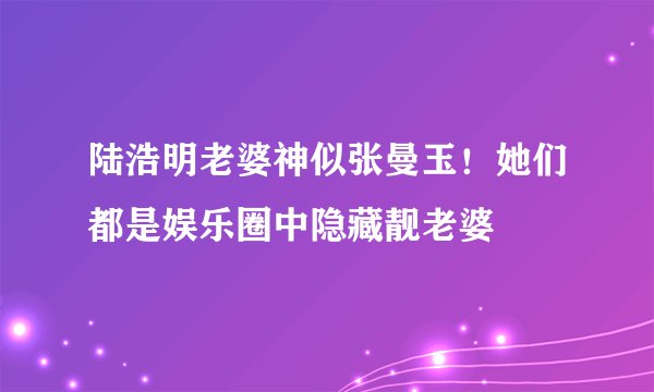 陆浩明老婆神似张曼玉！她们都是娱乐圈中隐藏靓老婆