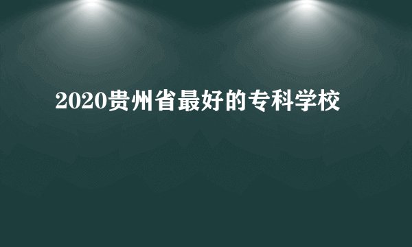 2020贵州省最好的专科学校