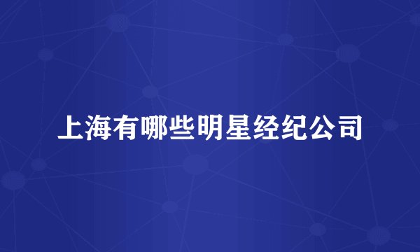 上海有哪些明星经纪公司