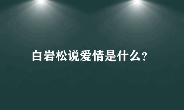 白岩松说爱情是什么?