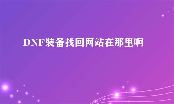 DNF装备找回网站在那里啊