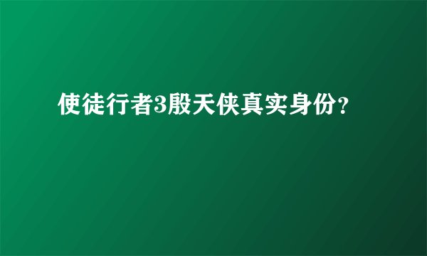 使徒行者3殷天侠真实身份？
