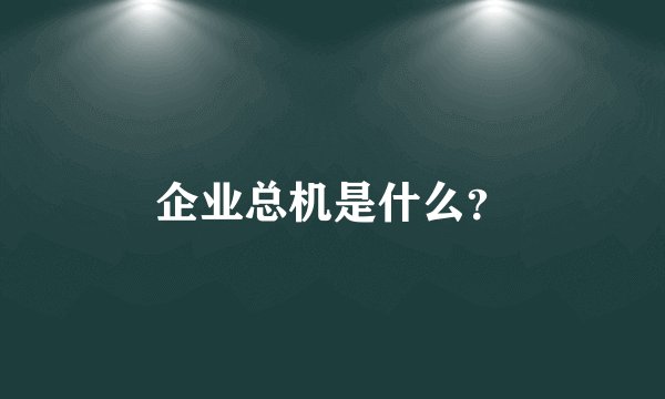 企业总机是什么？