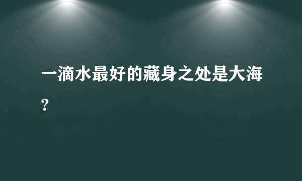 一滴水最好的藏身之处是大海？