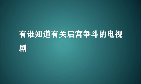 有谁知道有关后宫争斗的电视剧