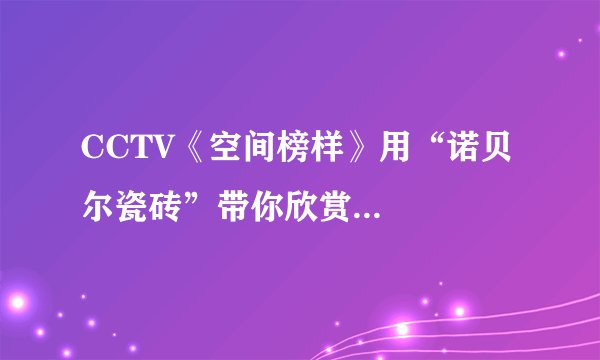 CCTV《空间榜样》用“诺贝尔瓷砖”带你欣赏...