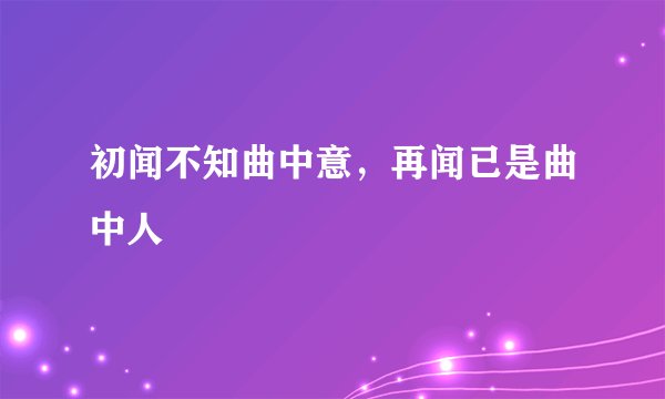 初闻不知曲中意，再闻已是曲中人