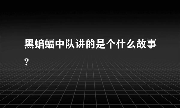 黑蝙蝠中队讲的是个什么故事?