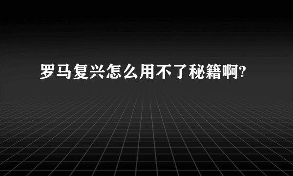 罗马复兴怎么用不了秘籍啊?
