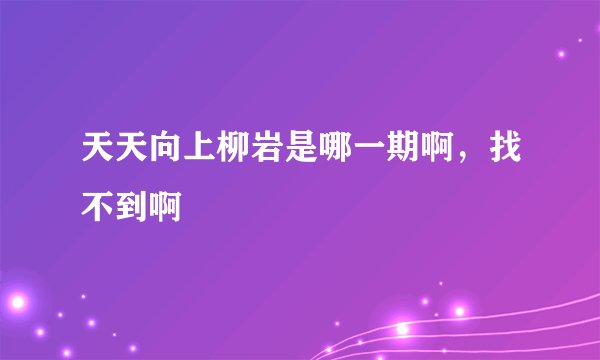 天天向上柳岩是哪一期啊，找不到啊