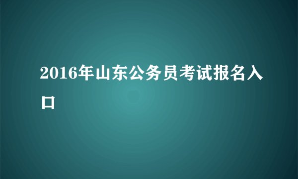 2016年山东公务员考试报名入口